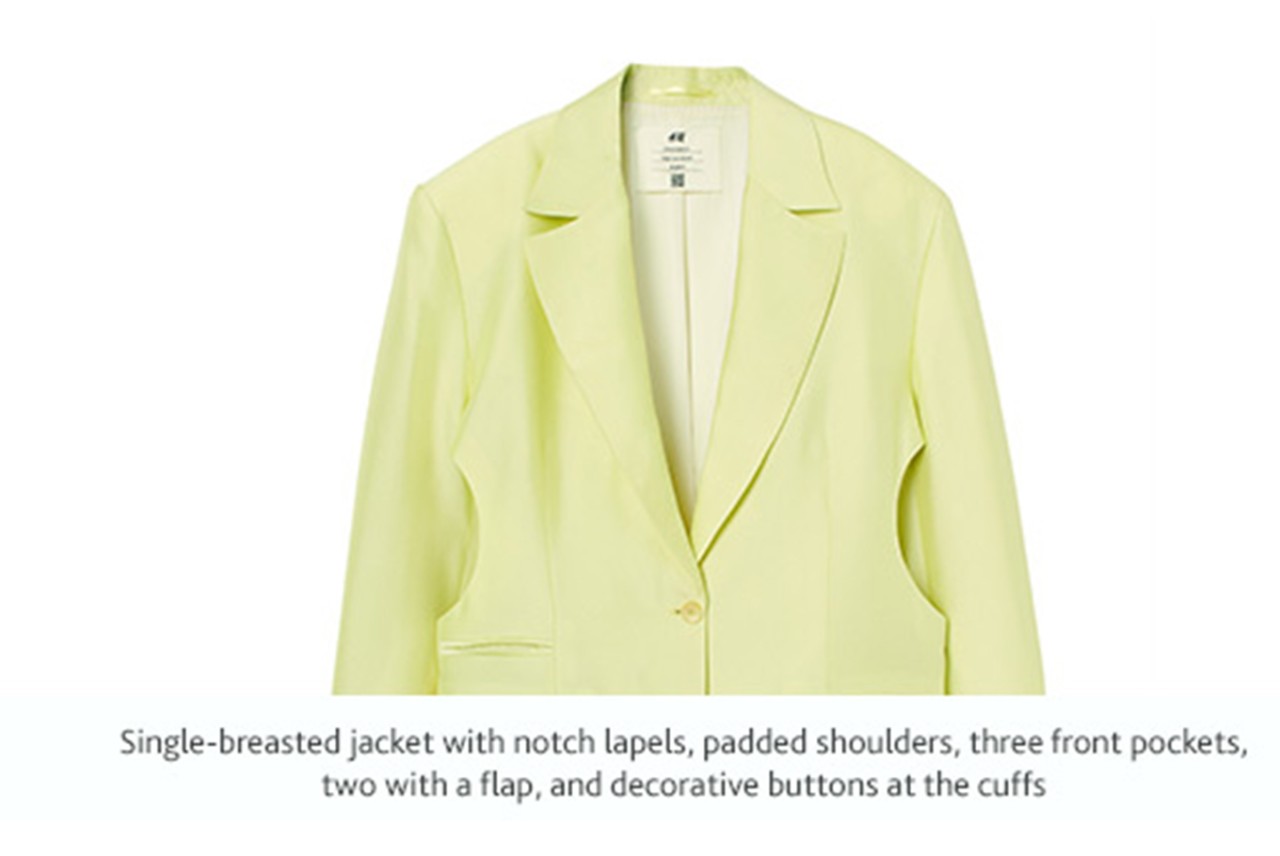 Yellow HM jacket Naia Renew cellulosic fibers. 