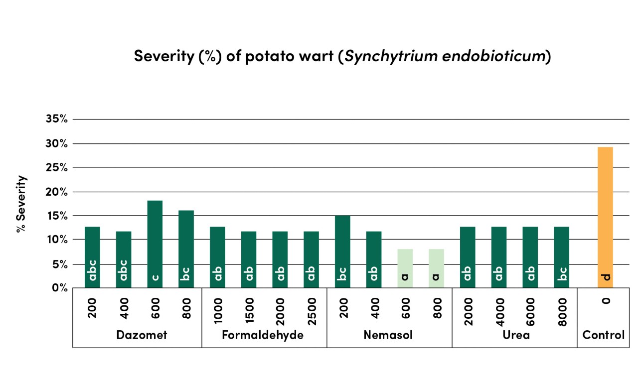 Graphic of severity of potato wart  Graphic of severity of potato wart